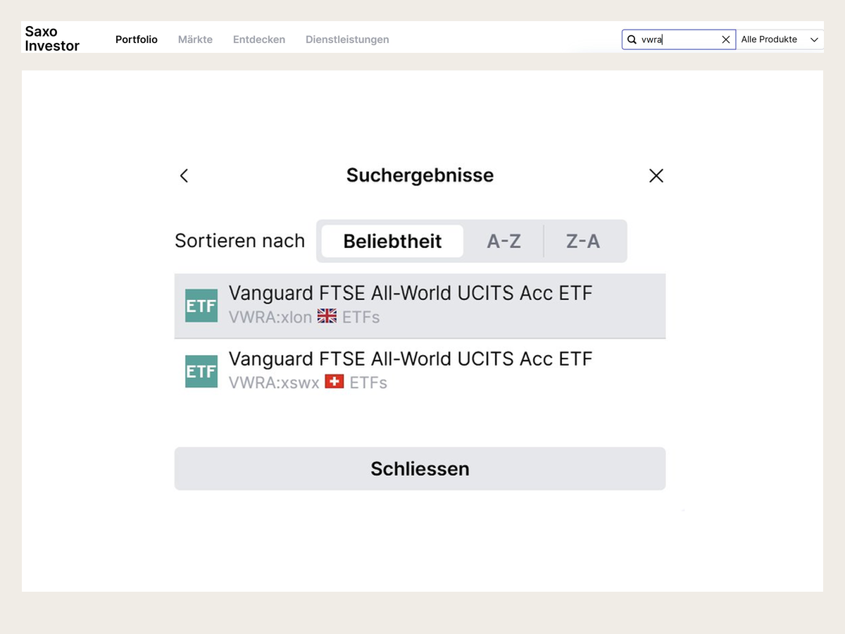 ETF kaufen bei Saxo